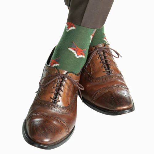 Trafalgar What Did The Fox Say Mid-calf Mercerized Cotton Novelty Socks