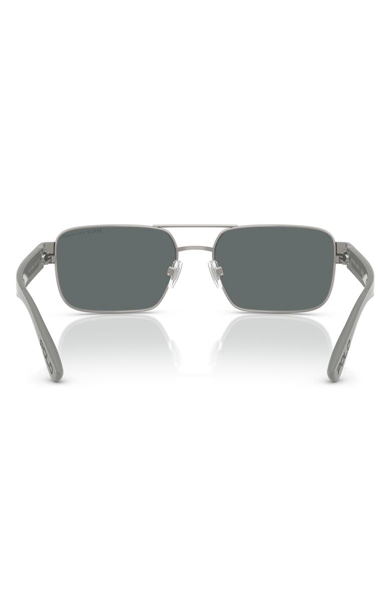 Polo Ralph Lauren 58mm Polarized Rectangle Sunglasses, Alternate, color, Brushed Gunmetal / Dark Grey