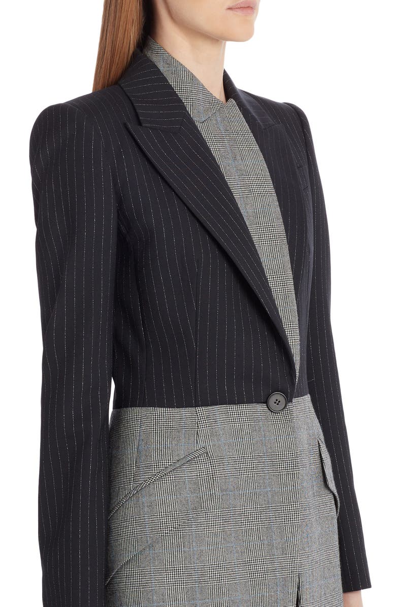 McQueen Alexander McQueen Mixed Media Blazer, Alternate, color, 