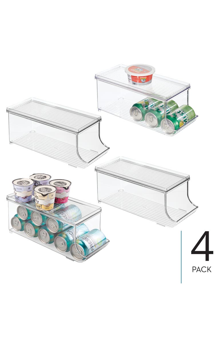 Basic Soda Can Organizer with Lid for Pantry - Set of 4 - Clear - Made in USA, Alternate, color, Clear