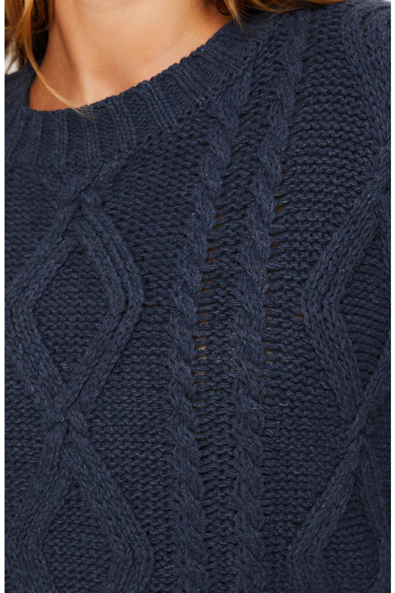 Anaya Oversize Aran Knit Sweater, Alternate, color, NAVY