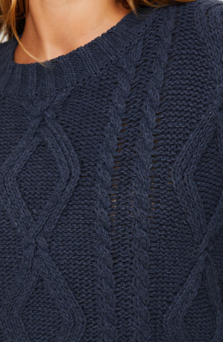 Princess Polly Anaya Oversize Aran Knit Sweater, Alternate, color, Navy