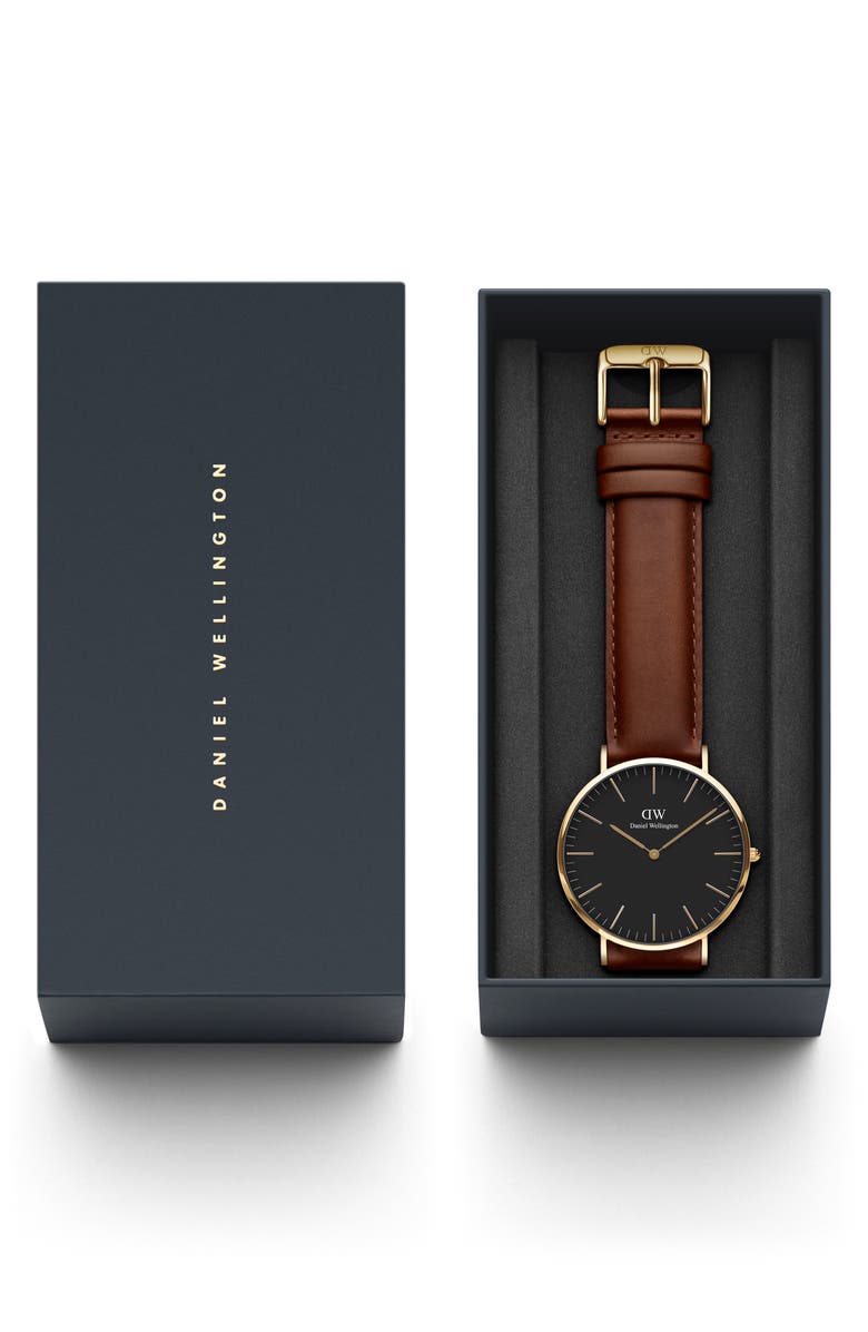 Daniel Wellington Classic St. Mawes Leather Strap Watch, 40mm, Alternate, color, Gold