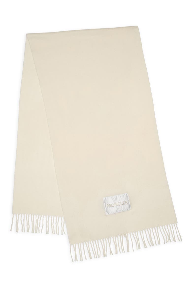 Virgin Wool Felt Fringe Scarf, Main, color, SILK WHITE