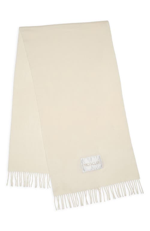Moncler Virgin Wool Felt Fringe Scarf In Neutral