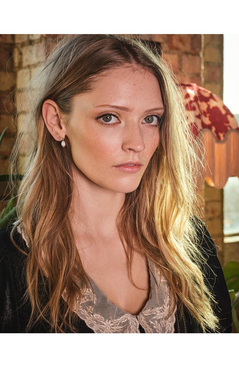 Fable England Hibiscus & Pearl Earrings, Alternate, color,