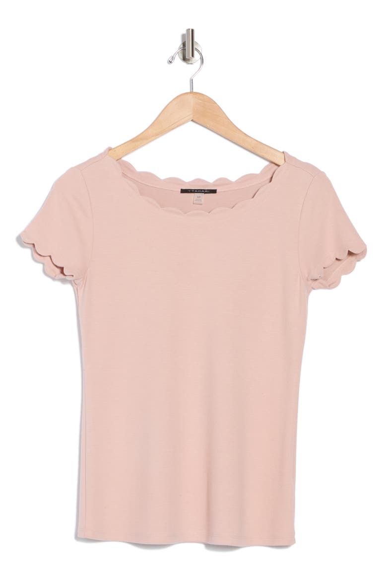 Scalloped Knit T-Shirt, Alternate, color, DUSTY PINK