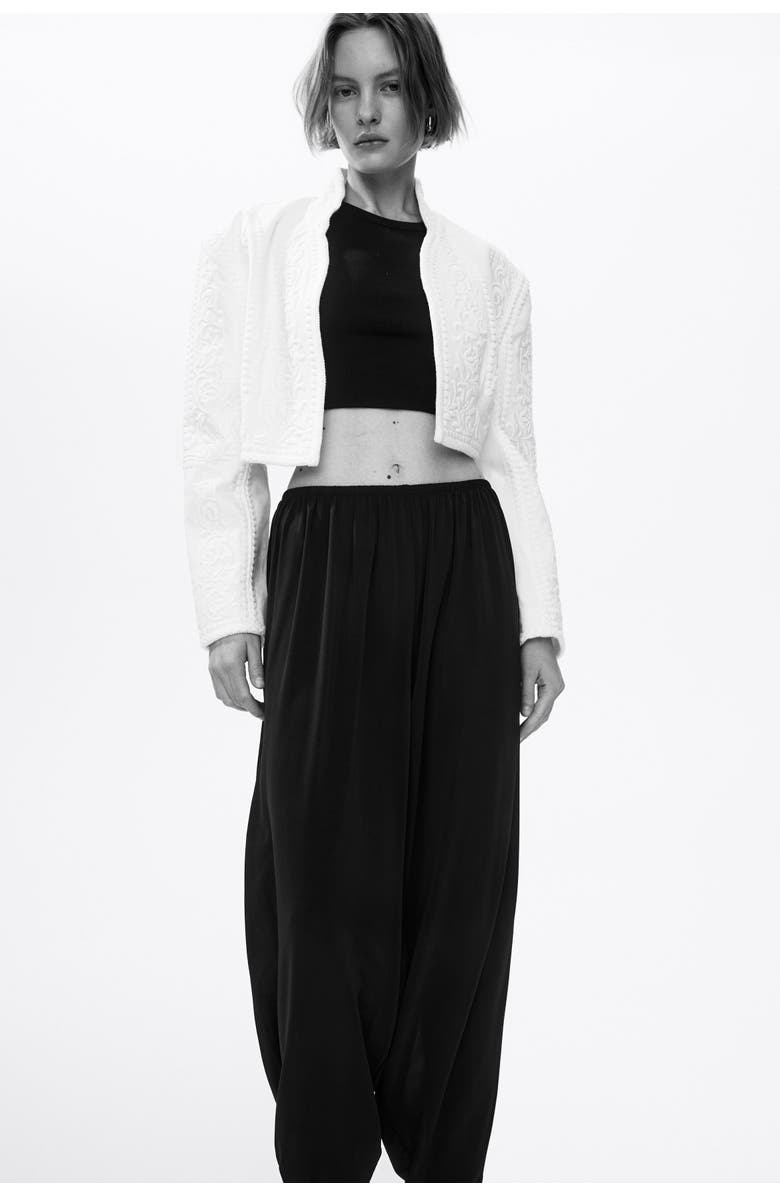 H&M Jersey Barrel Trousers, Alternate, color, Black