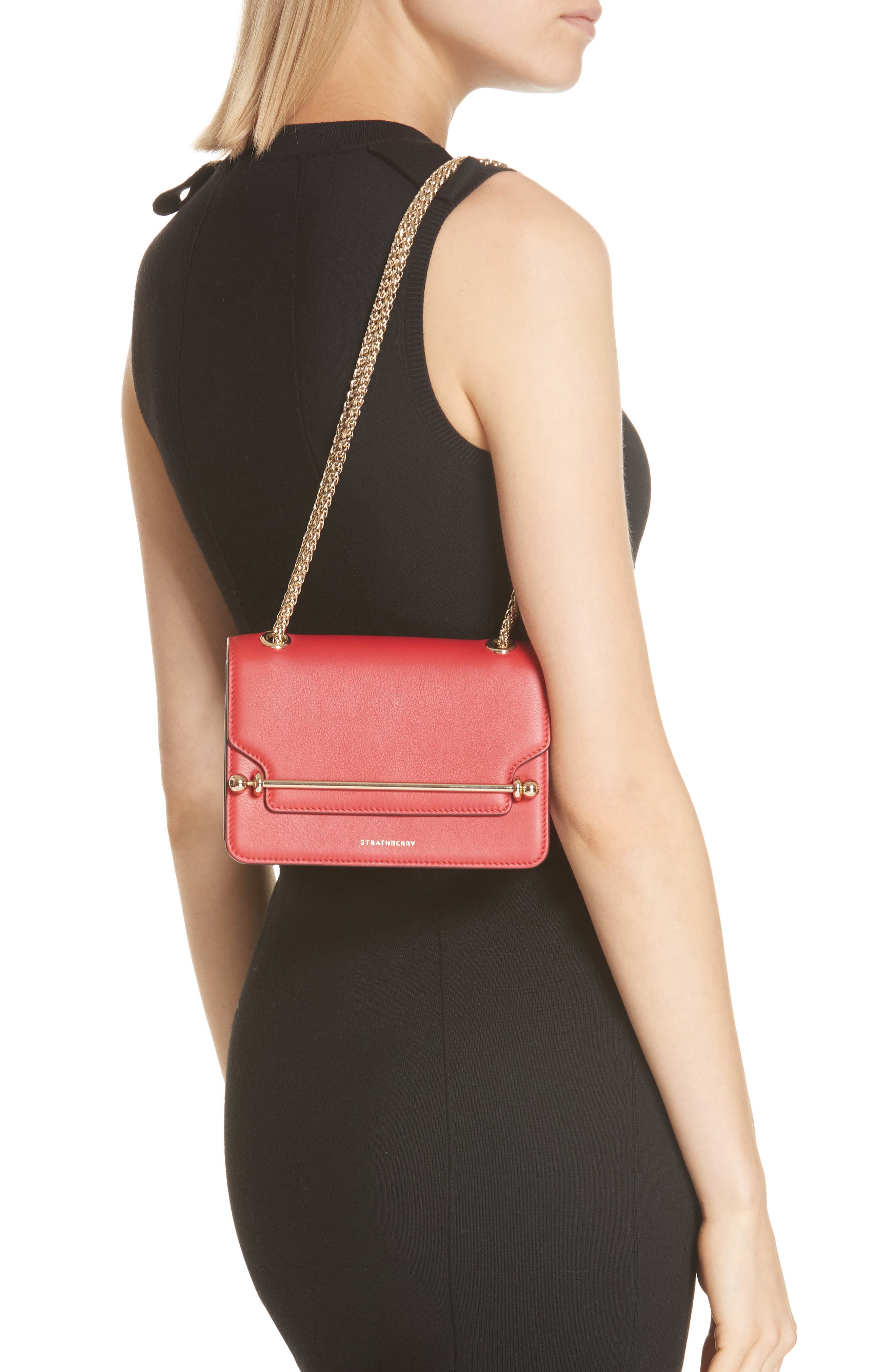 East/West Leather Crossbody Bag, Alternate, color, RUBY