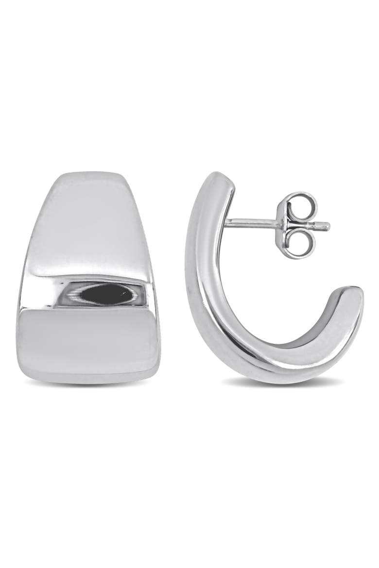 Sterling Silver Semi Hoop Earrings, Main, color, Sterling Silver