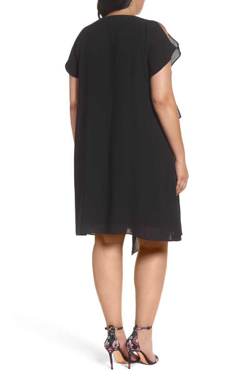 Adrianna Papell Asymmetrical Drape Shift Dress, Alternate, color, 