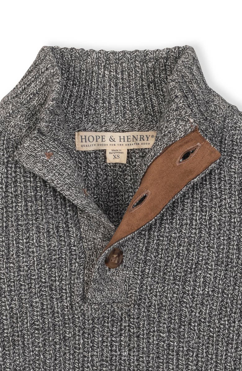 Hope & Henry Kids' Organic Mock Neck Cardigan Stitch Sweater, Alternate, color, Salt And Pepper