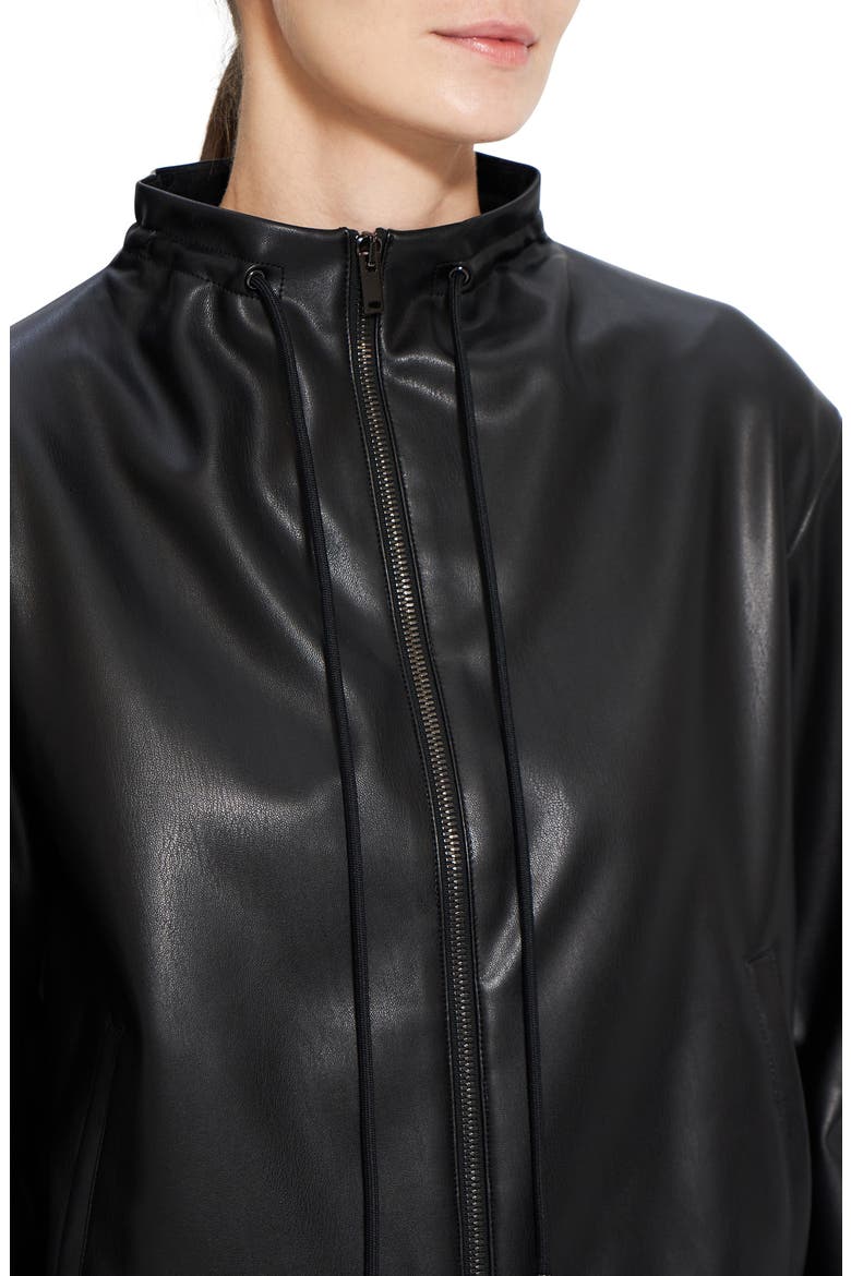 Faux Leather Bomber Jacket, Alternate, color, BLACK