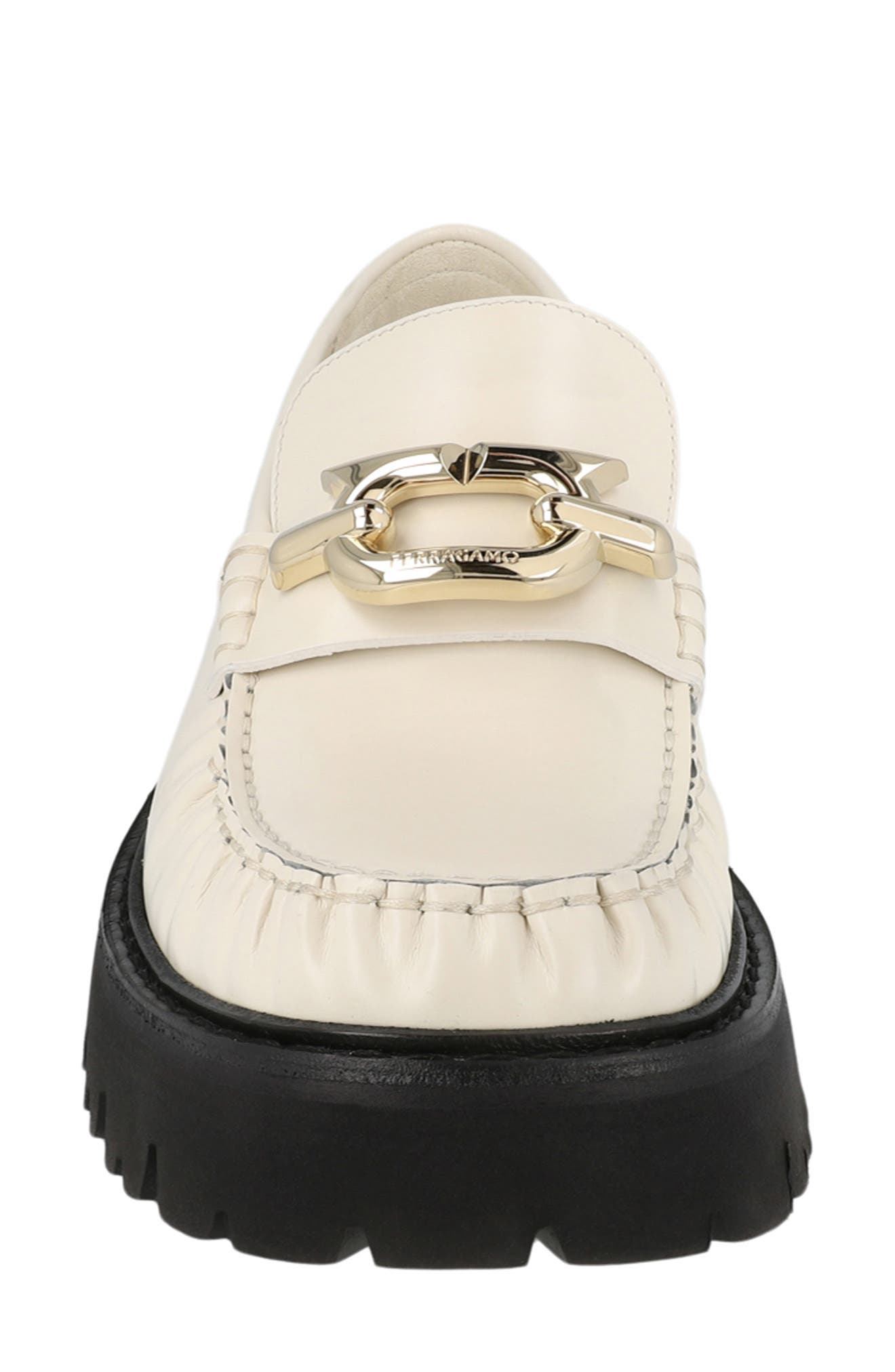 FERRAGAMO Lug Sole Loafer, Alternate, color, White