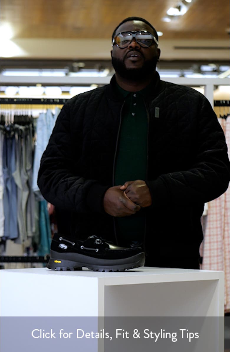 x PLEASURES 3-Eye Vibram Turn-Lock Lug Boat Shoe, sales video thumbnail