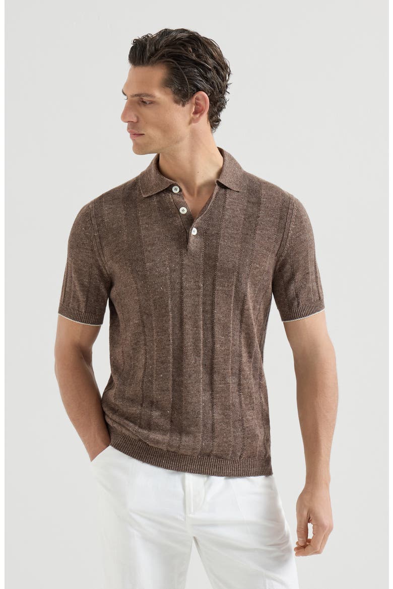 Rib knit polo, Main, color, Hazelnut