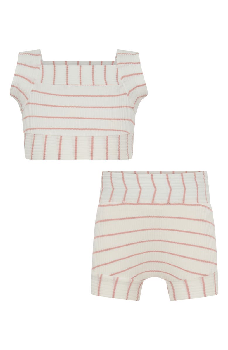 TINY TRIBE Stripe Rib Tank & Shorts Set, Main, color, Pink