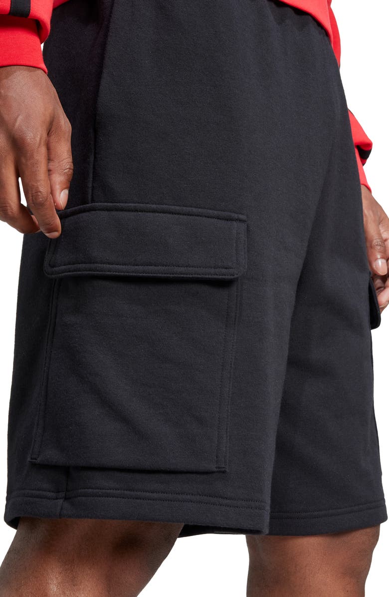 adidas Essentials Feel Cozy Cargo Shorts, Alternate, color, Black/ White