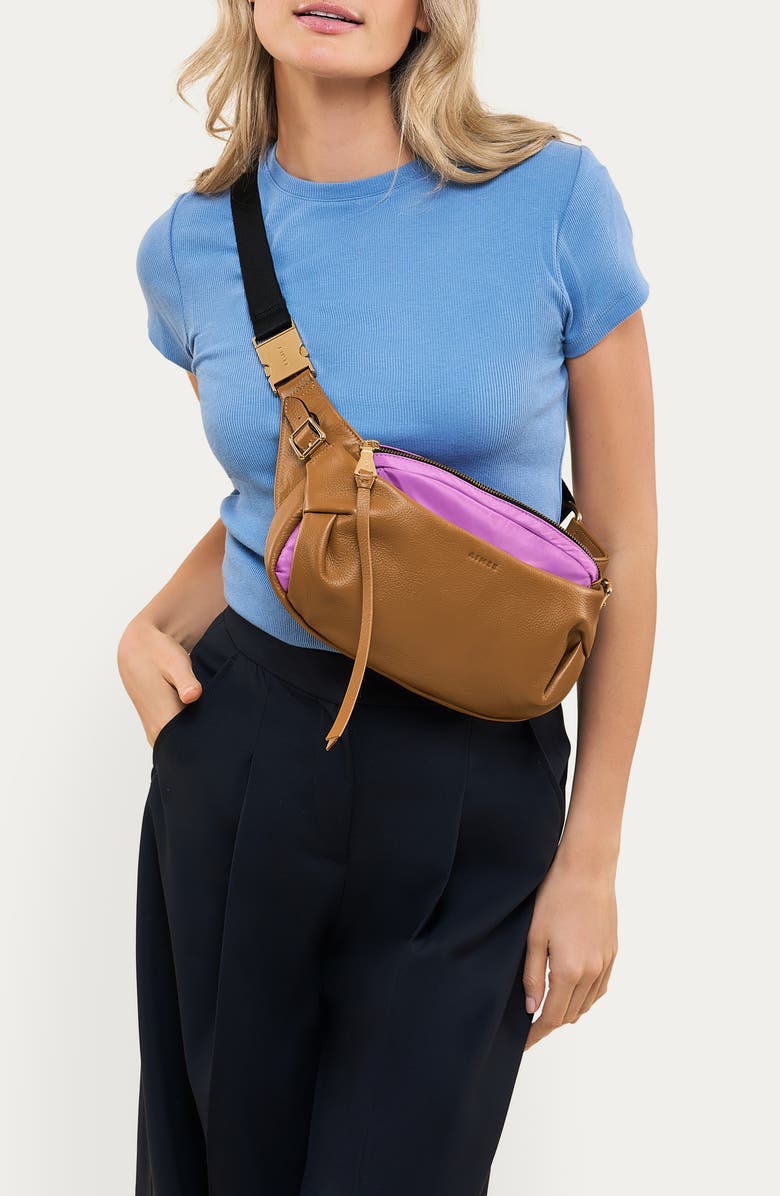 AIMEE Seeker Leather Sling Bag, Alternate, color, Latte Violet