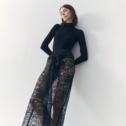 Ats Mila See Thru Lace Skirt In Black