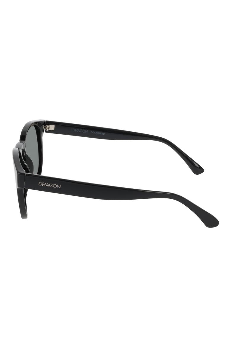 53mm Round Sunglasses, Alternate, color, SHINY BLACK/ GREEN