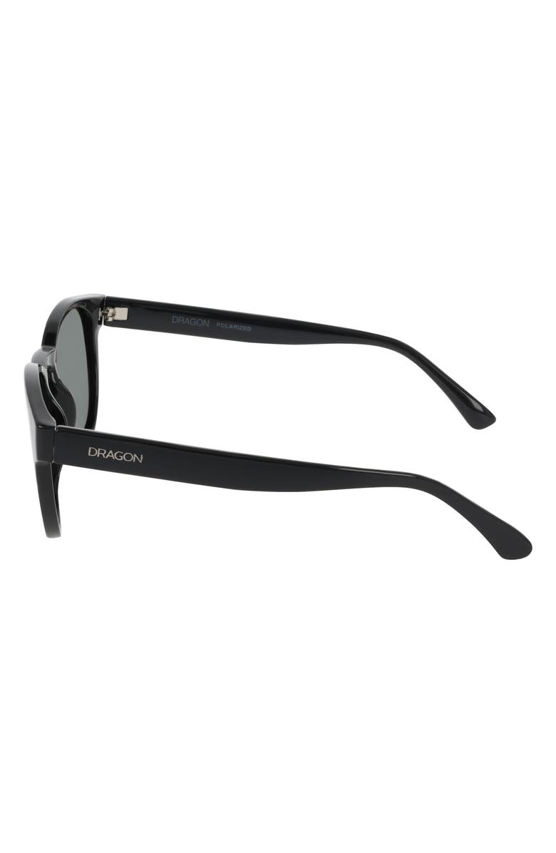 DRAGON 53mm Round Sunglasses, Alternate, color, Shiny Black/ Green