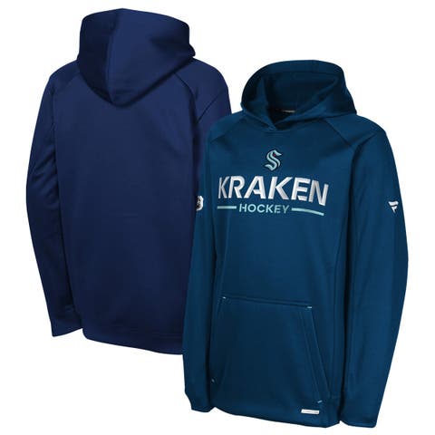 Youth Fanatics Deep Sea Blue Seattle Kraken Authentic Pro Rink Raglan Hoodie