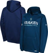 FANATICS Youth Fanatics Deep Sea Blue Seattle Kraken Authentic Pro Rink Raglan Hoodie