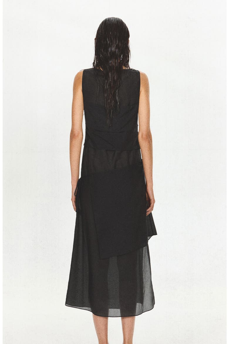 Semi-Sheer Paneled Overlay Dress, Alternate, color, BLACK