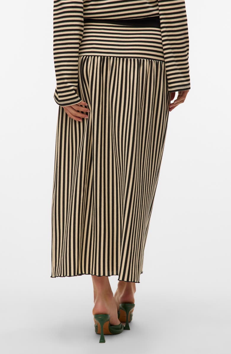 VERO MODA Isabella Stripe Knit Midi Skirt, Alternate, color, Black Stripes Birch