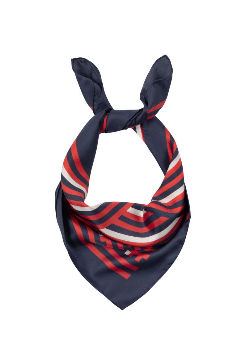 Stripes Silk Scarf, Alternate, color, Navy
