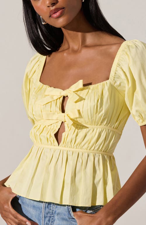 Astr The Label Smocked Peplum Shirt In Lemon