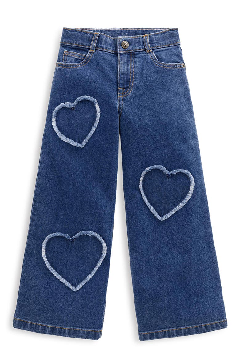 Kids' Wide Leg Heart Patch Jeans, Main, color, GARNET CORD