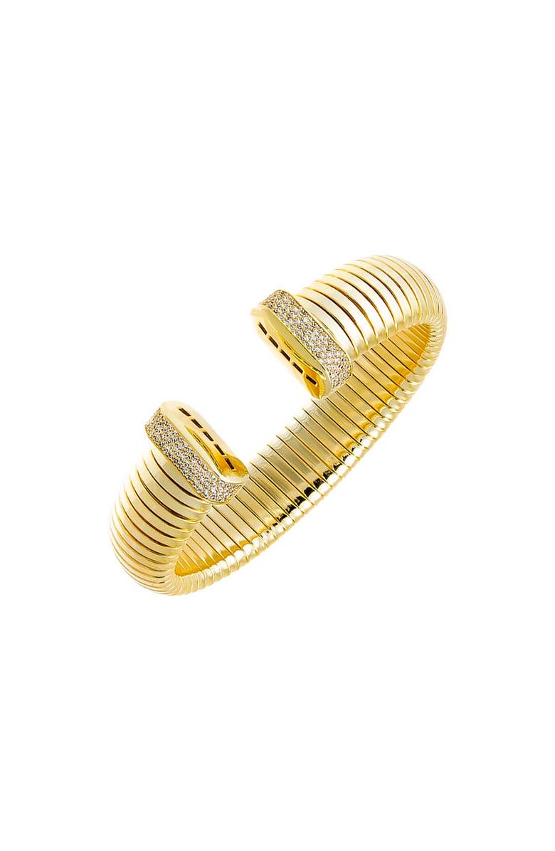 BY ADINA EDEN Pave Accented Wide Ridged Bangle Bracelet, Main, color,