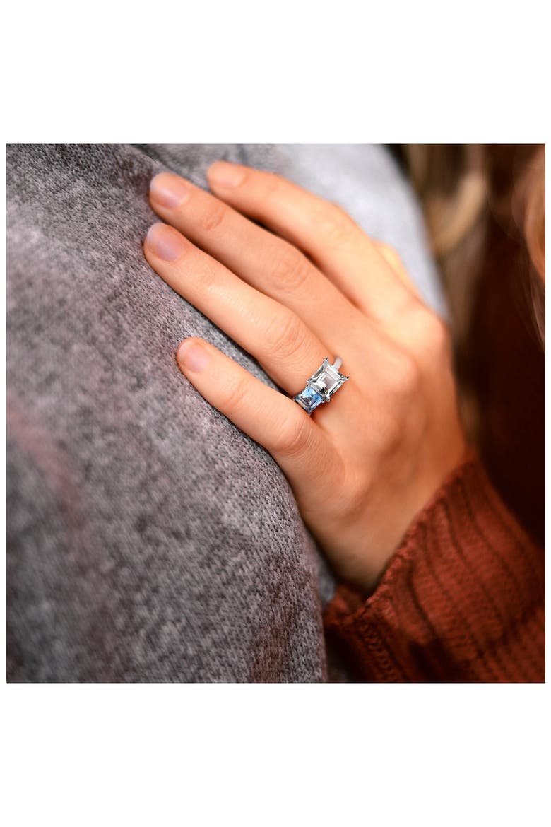 Square Green Quartz & Blue Quartz Ring, Alternate, color, SILVER/ GREEN/ BLUE