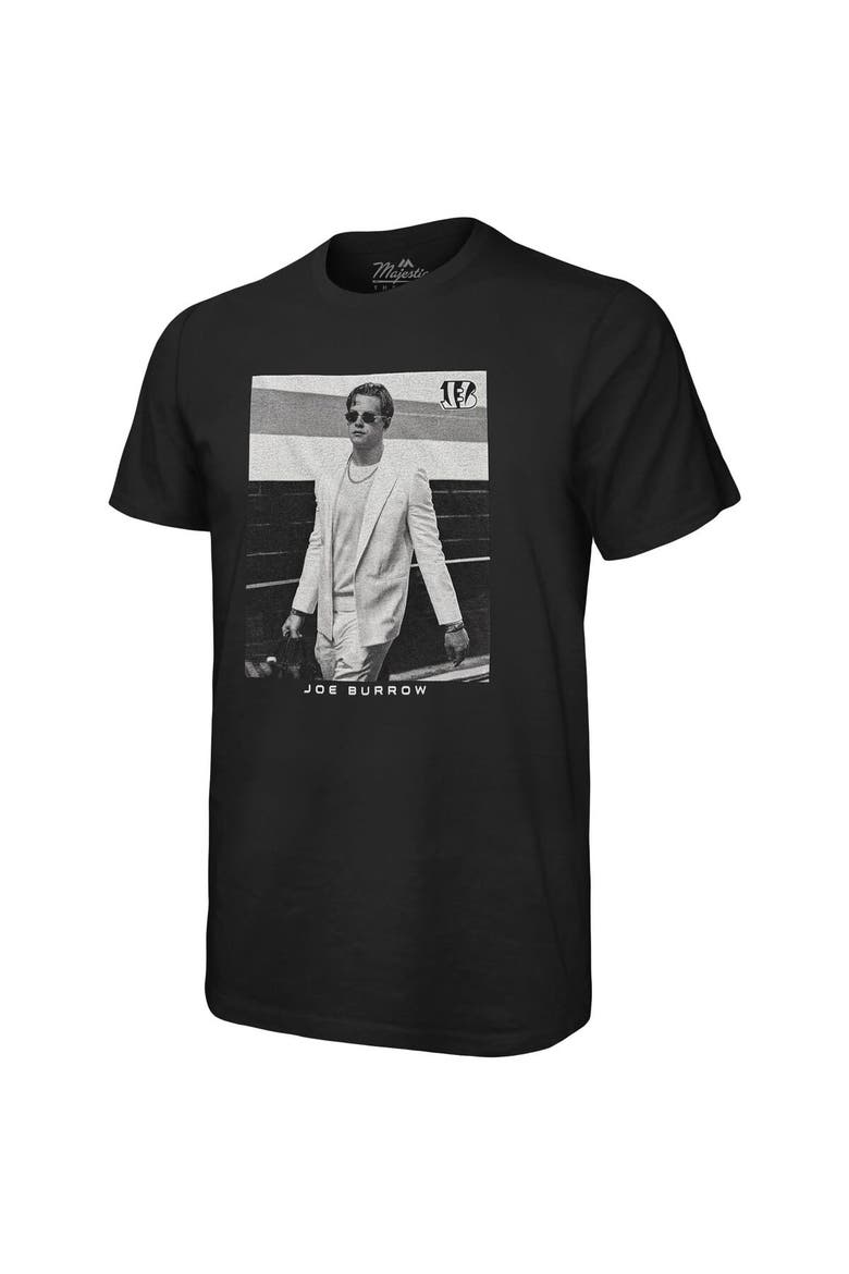 Men's Majestic Threads Joe Burrow Black Cincinnati Bengals Oversized Player Image T-Shirt, Alternate, color, Black