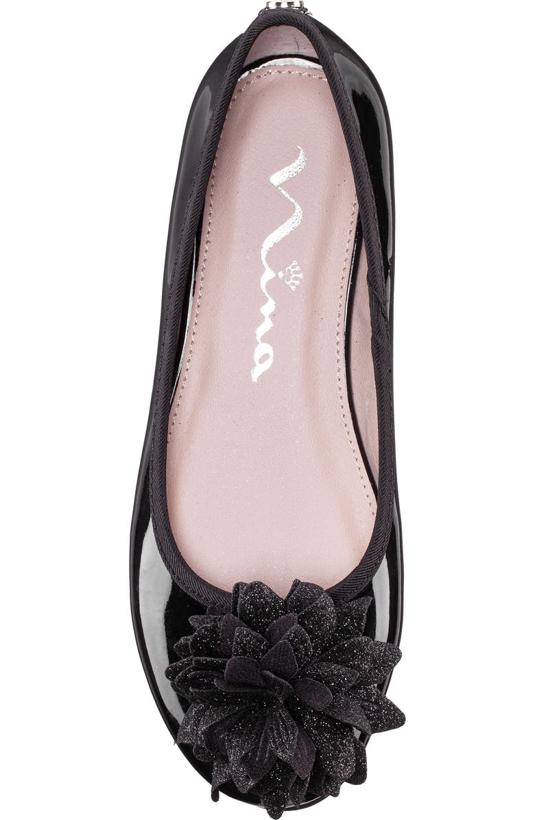 Nina Jeanesse Metallic Ballet Flat, Alternate, color, Black Patent