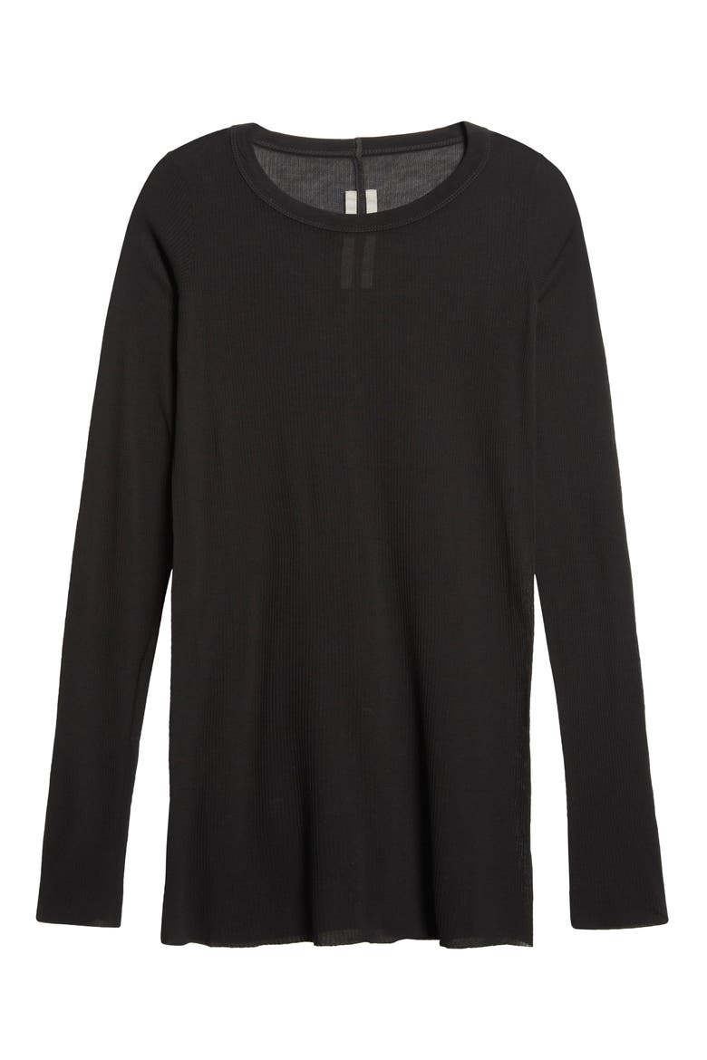 Long Sleeve Rib T-Shirt, Alternate, color, BLACK