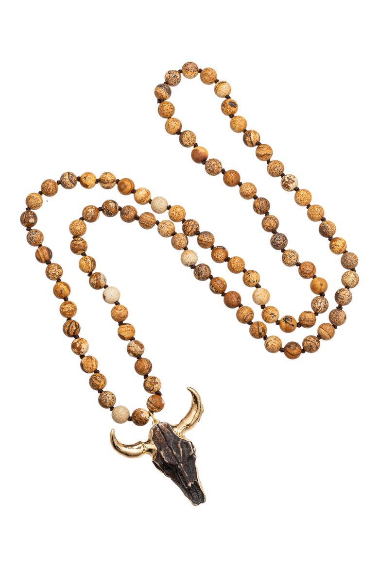 Men's Owen Agate Bull Pendant Necklace, Alternate, color, GOLD