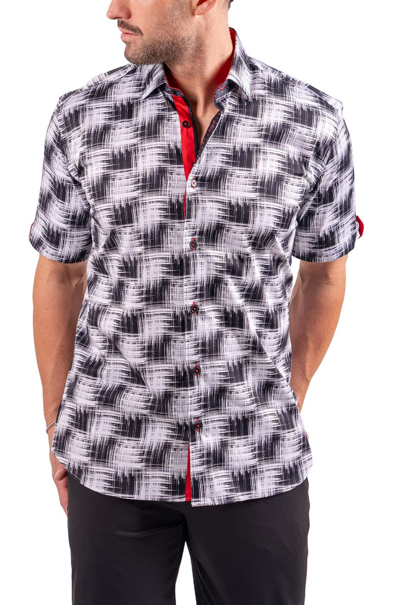Maceoo Galileo Resistance0317 White Short Sleeve Cotton Button-Up Shirt, Alternate, color, White
