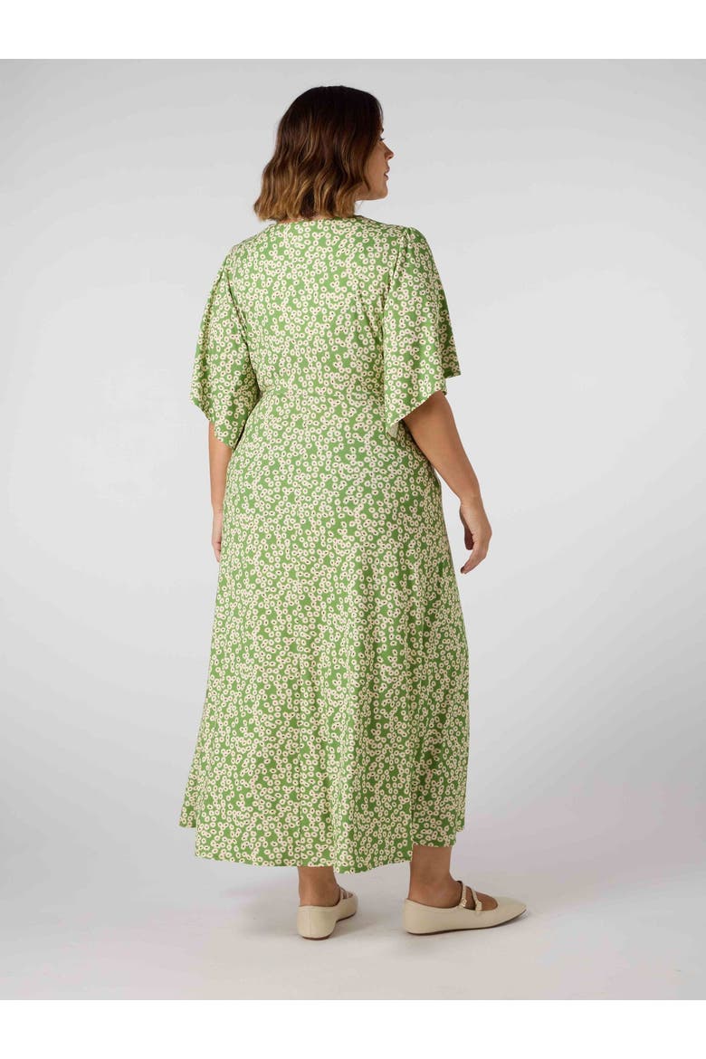 Jersey Angel Sleeve Wrap Dress, Alternate, color, Green