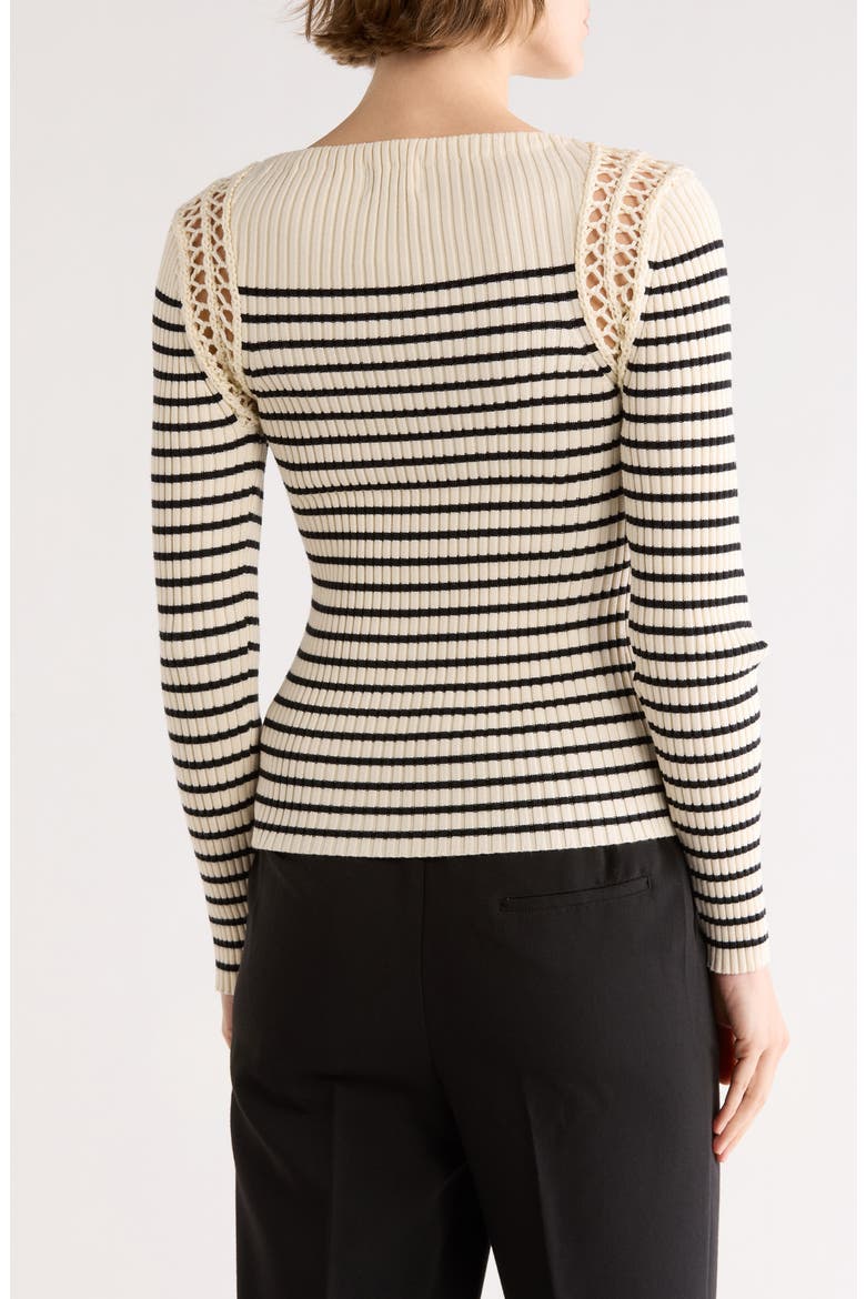 Stripe Boat Neck Sweater, Alternate, color, IVORY/ BLACK STRIPE