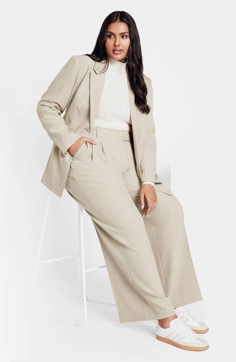 City Chic Elia Notch Lapel Stretch Blazer, Alternate, color, Latte