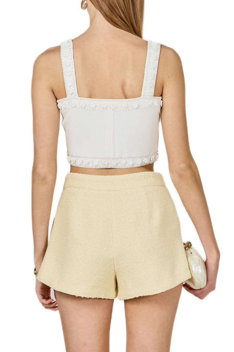 Floral Appliqué & Faux Pearl Crop Top, Alternate, color, OFF WHITE