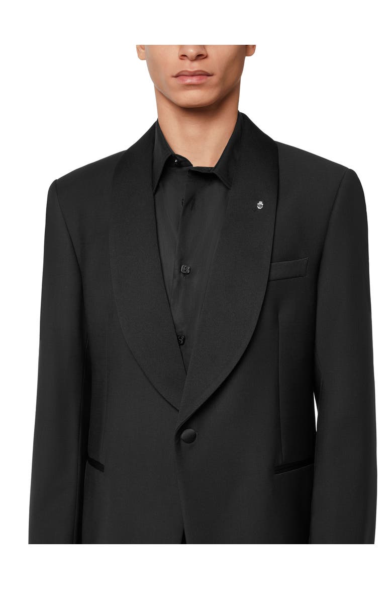 Wool And Satin Regular Fit Tuxedo Blazer Men, Alternate, color, black