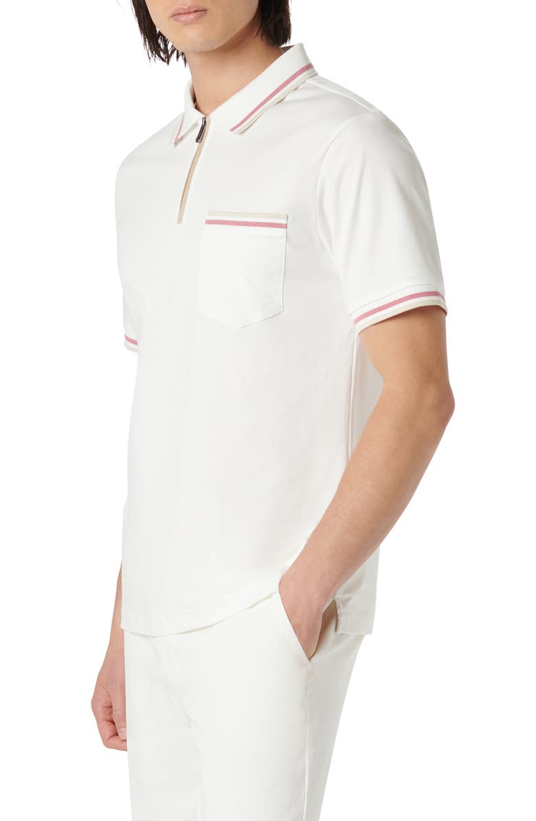 Bugatchi Quarter Zip Pocket Polo, Alternate, color, Chalk