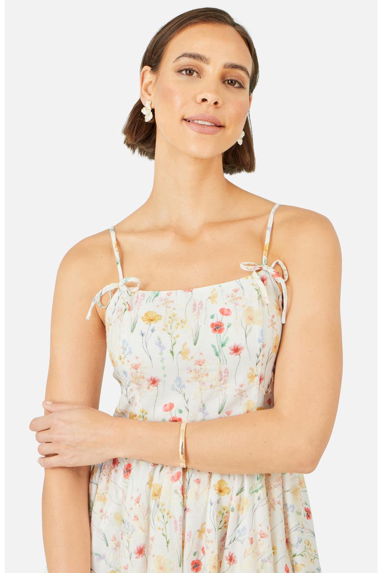 Botanical Embroidery Midi  Dress, Alternate, color, White