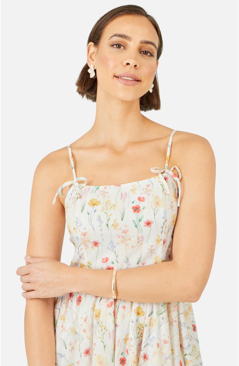 Yumi Botanical Embroidery Midi  Dress, Alternate, color, White