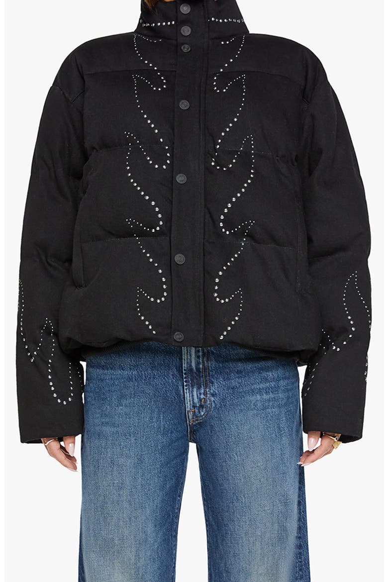 The Drop Pillow Fight Studded Puffer Jacket, Main, color, BLACK SMOKE
