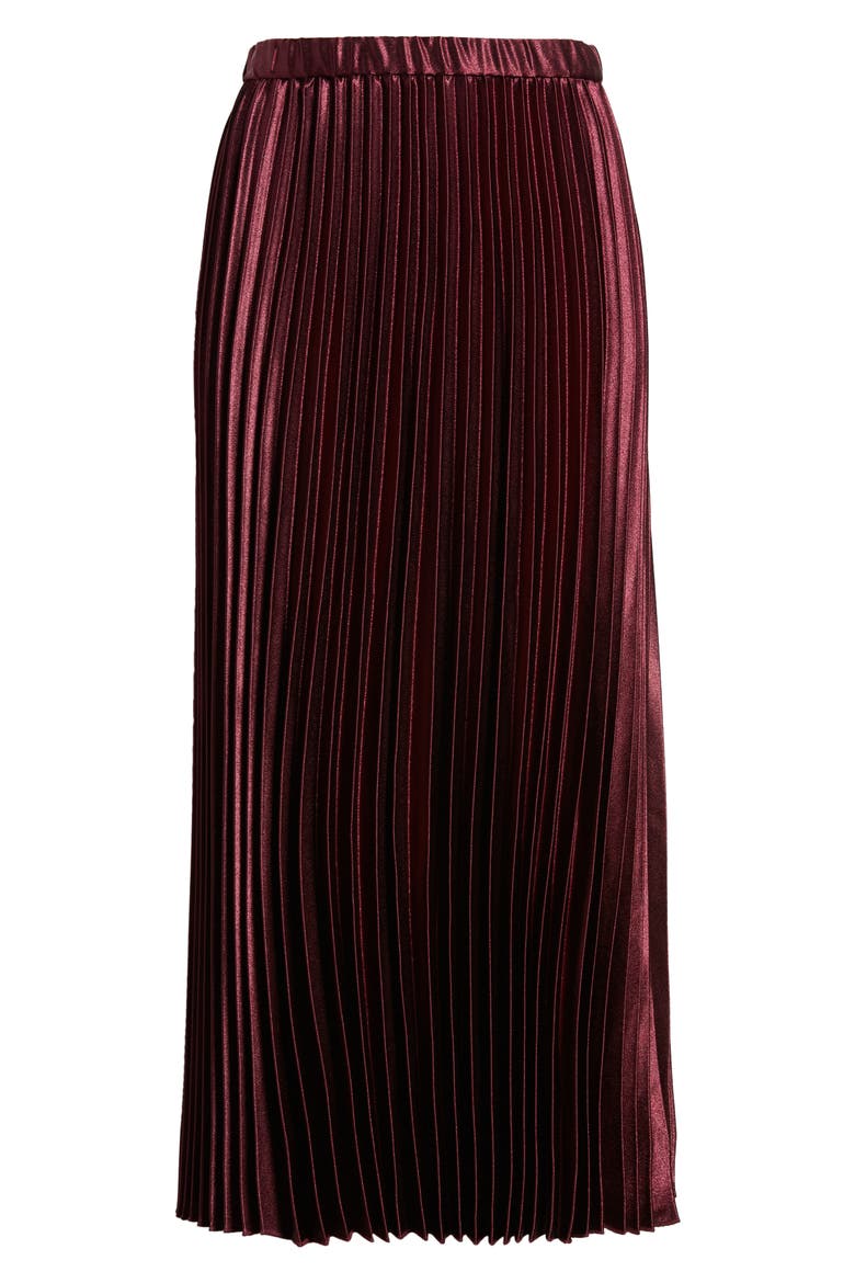 Pleated Satin Skirt, Alternate, color, CHIANTI